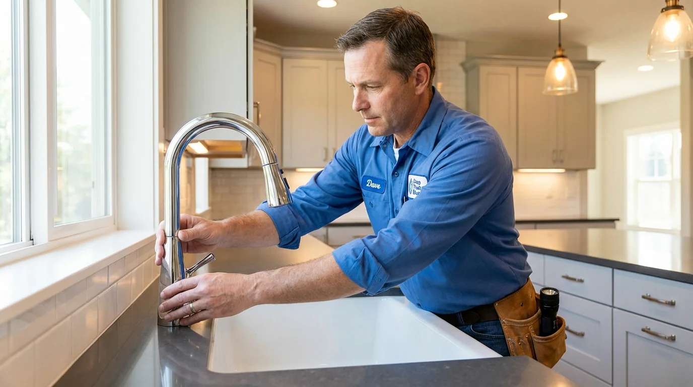 Kitchen faucet installation by Johns Plumbing LLC in Eliot